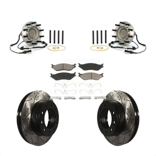 Hub Bearing Drill Slot Brake Rotor Pad Front Kit For Ford F-550 Super Duty F-450