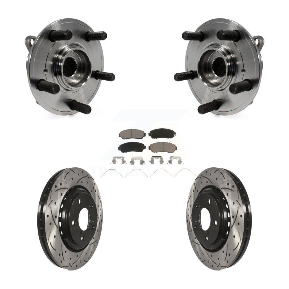 Hub Bearing Drilled Slot Brake Rotor & Pad Front Kit For 2015-2017 Honda Odyssey