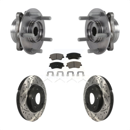 Hub Bearing Assembly Drilled Slot Brake Rotor Pads Front Kit For Hyundai Elantra
