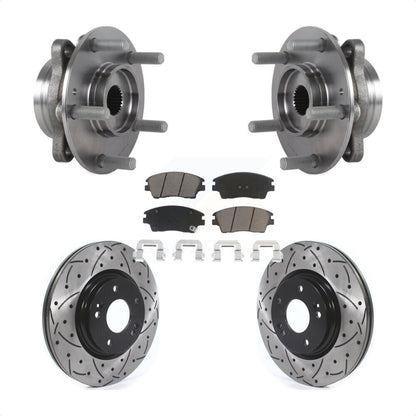 Hub Bearing Drill Slot Brake Rotor Pads Front Kit For 17-20 Hyundai Elantra 1.6L