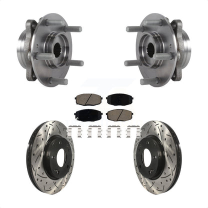 Hub Bearing Drilled Slot Brake Rotor Pad Front Kit For Kia Forte Hyundai Elantra