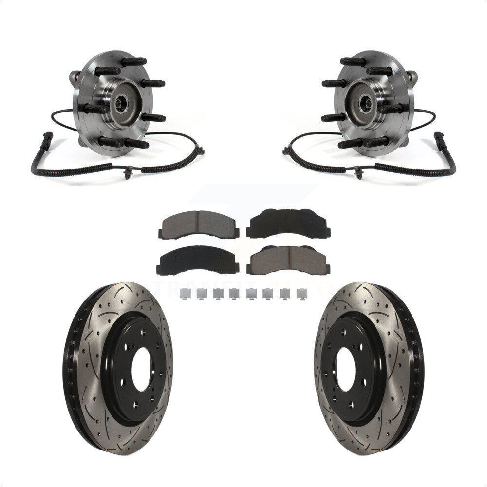 Hub Bearing Assembly Coated Drill Slot Brake Rotor Pads Front Kit For Ford F-150