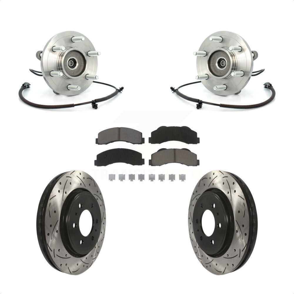 Hub Bearing Coat Drill Slot Brake Rotor Pads Front Kit For Ford F-150 Expedition