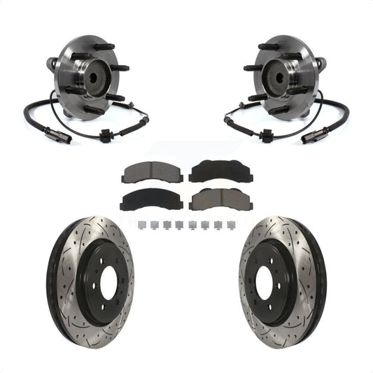 Hub Bearing Drilled Slot Brake Rotor Pad Front Kit For Ford F-150 Expedition RWD