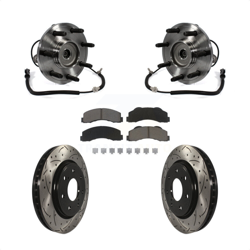 Hub Bearing Assembly Coated Drill Slot Brake Rotor Pads Front Kit For Ford F-150