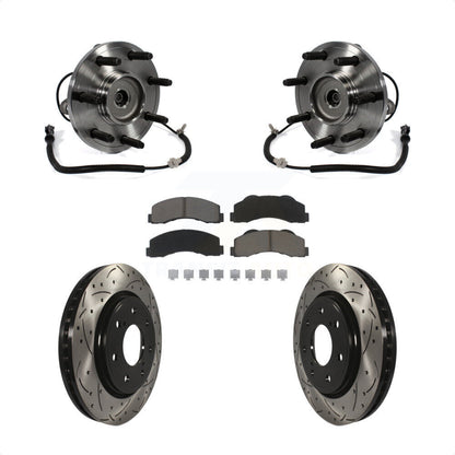 Hub Bearing Assembly Coated Drill Slot Brake Rotor Pads Front Kit For Ford F-150