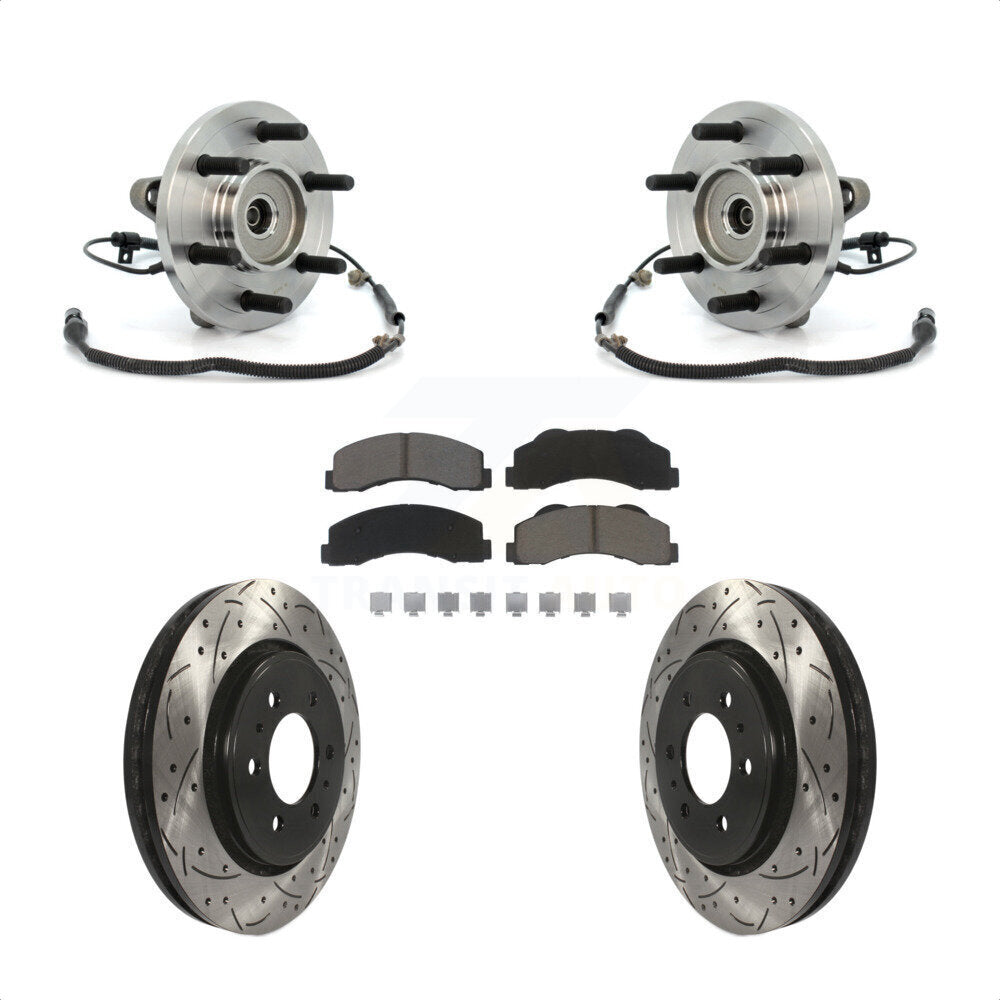 Hub Bearing Assembly Coated Drill Slot Brake Rotor Pads Front Kit For Ford F-150