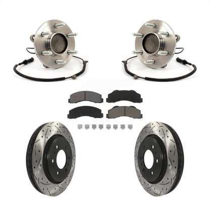 Hub Bearing Coated Drill Slot Brake Rotor Pads Front Kit For 2010 Ford F-150 RWD