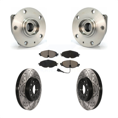 Hub Bearing Drill Slot Brake Rotor Pads Front Kit For Volkswagen Golf SportWagen