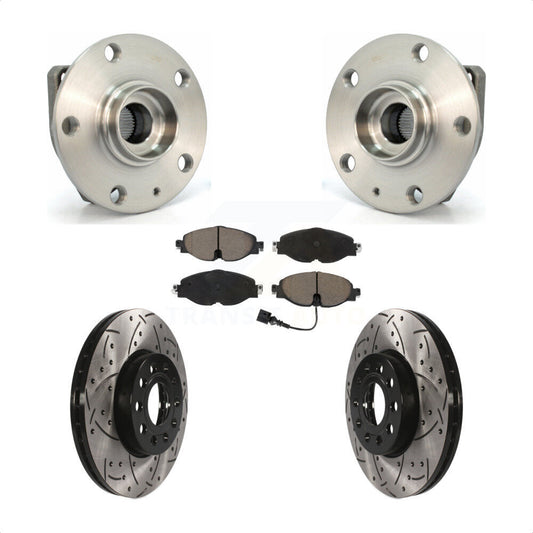 Hub Bearing Drill Slot Brake Rotor Pads Front Kit For Volkswagen Golf SportWagen