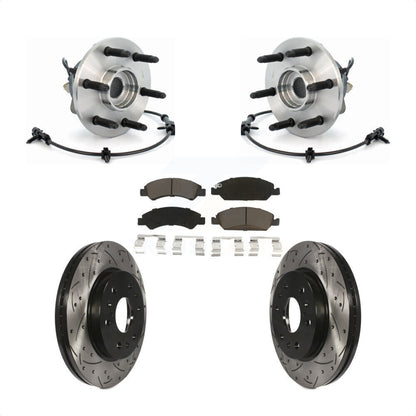 Hub Bearing Drilled Slot Brake Rotor & Pad Front Kit For Chevrolet GMC Silverado