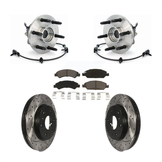 Hub Bearing Drilled Slot Brake Rotor & Pad Front Kit For Chevrolet GMC Silverado