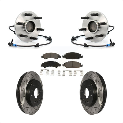 Hub Bearing Drilled Slot Brake Rotor & Pad Front Kit For Chevrolet GMC Silverado