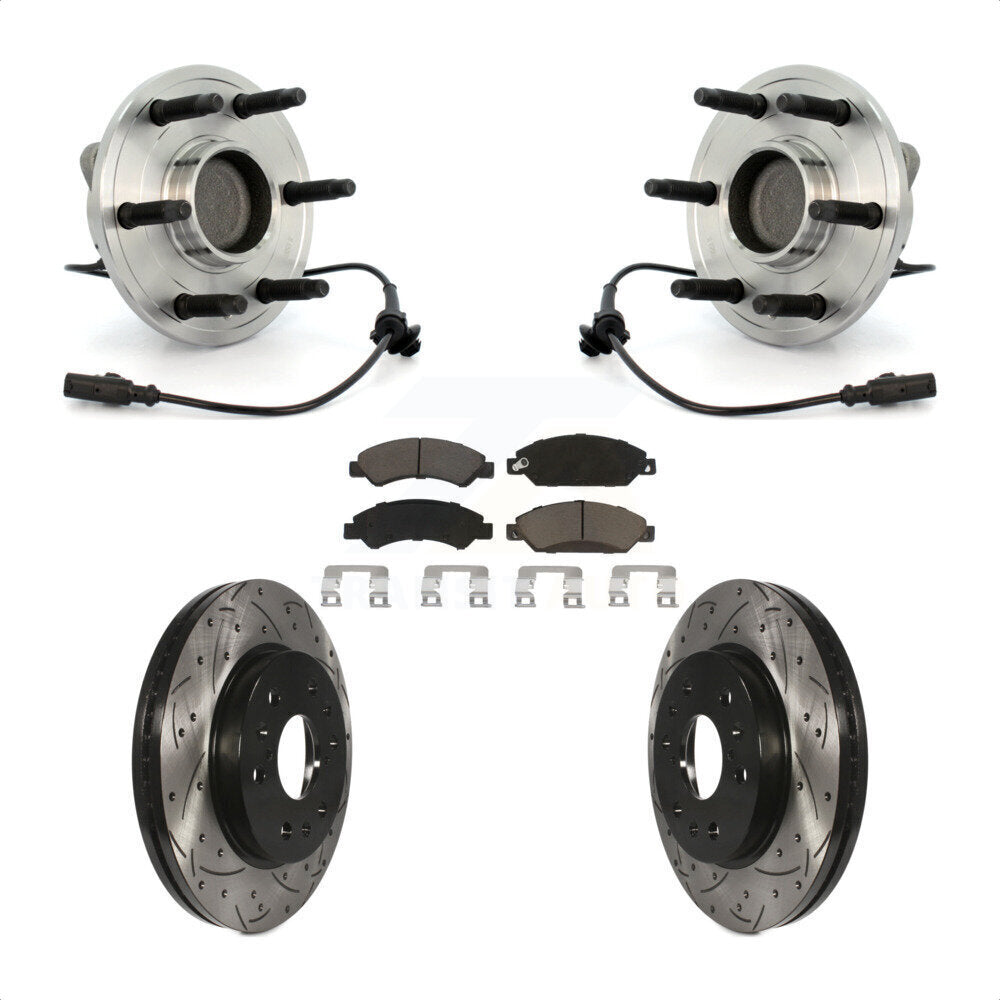 Hub Bearing Drill Slot Brake Rotor Pads Front Kit For Chevrolet Avalanche GMC XL