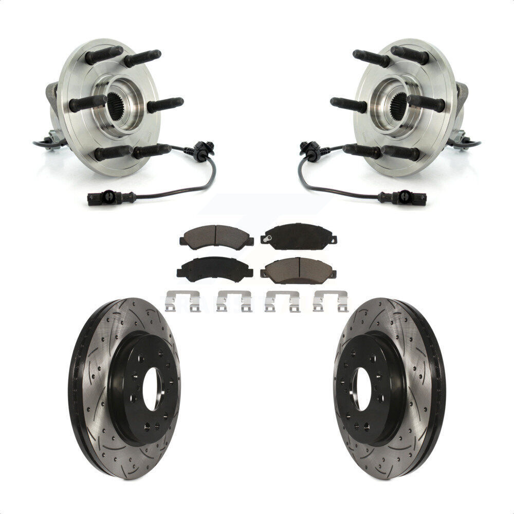 Hub Bearing Drill Slot Brake Rotor Pads Front Kit For Chevrolet Avalanche GMC XL