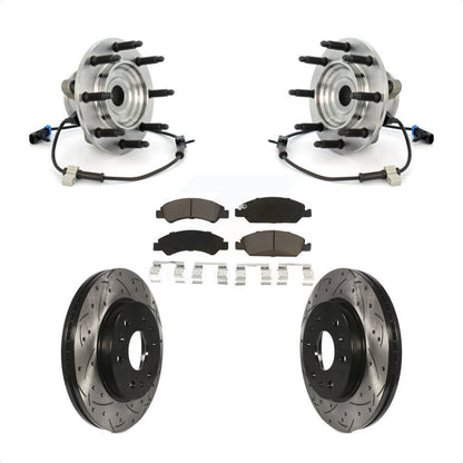 Hub Bearing Drilled Slot Brake Rotor & Pad Front Kit For Chevrolet GMC Silverado