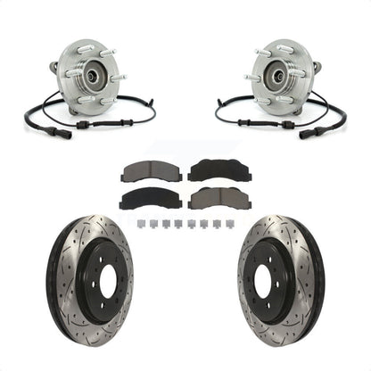 Hub Bearing Drill Slot Brake Rotor Pad Front Kit For Ford Expedition Lincoln 4WD