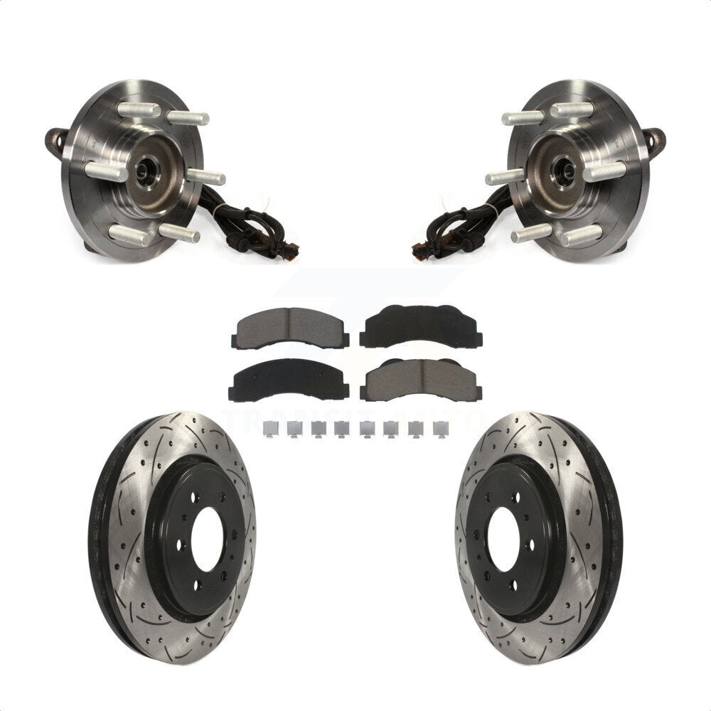 Hub Bearing Assembly Coated Drill Slot Brake Rotor Pads Front Kit For Ford F-150