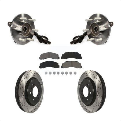 Hub Bearing Assembly Coated Drill Slot Brake Rotor Pads Front Kit For Ford F-150