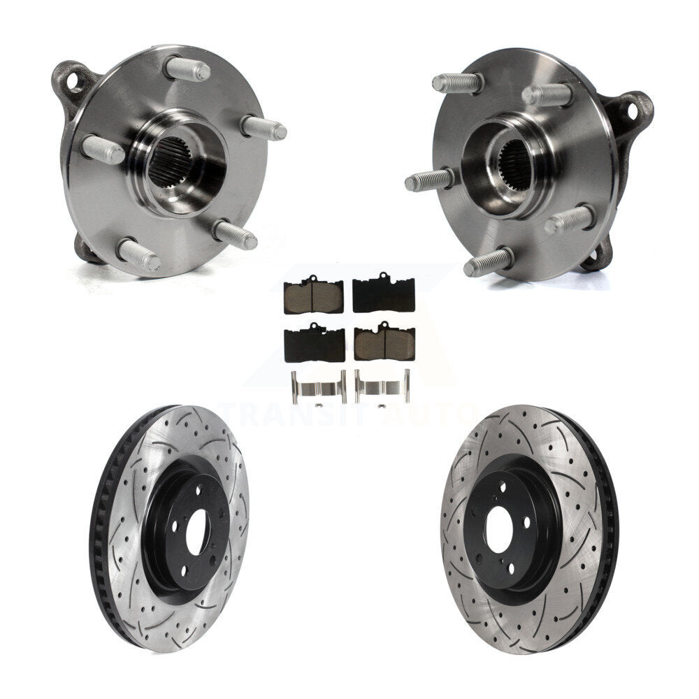 Hub Bearing Drilled Slot Brake Rotor & Pad Front Kit (5Pc) For Lexus IS300 IS350