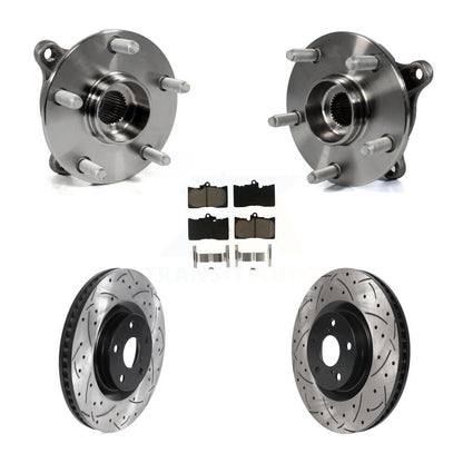 Hub Bearing Drilled Slot Brake Rotor & Pad Front Kit (5Pc) For Lexus IS300 IS350