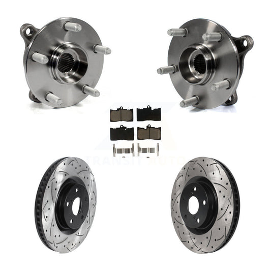 Hub Bearing Drilled Slot Brake Rotor & Pad Front Kit (5Pc) For Lexus IS300 IS350