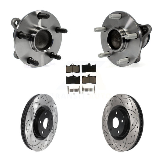 Hub Bearing Drilled Slot Brake Rotor & Pad Front Kit (5Pc) For Lexus IS350 GS350