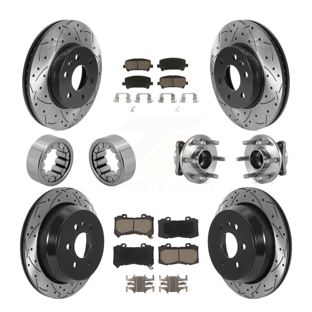 Hub Bearing Coated Brake Rotor Pads Shoe Front Rear Kit (10Pc) For Chevrolet GMC