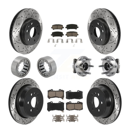 Hub Bearing Coated Brake Rotor Pads Shoe Front Rear Kit (10Pc) For Chevrolet GMC