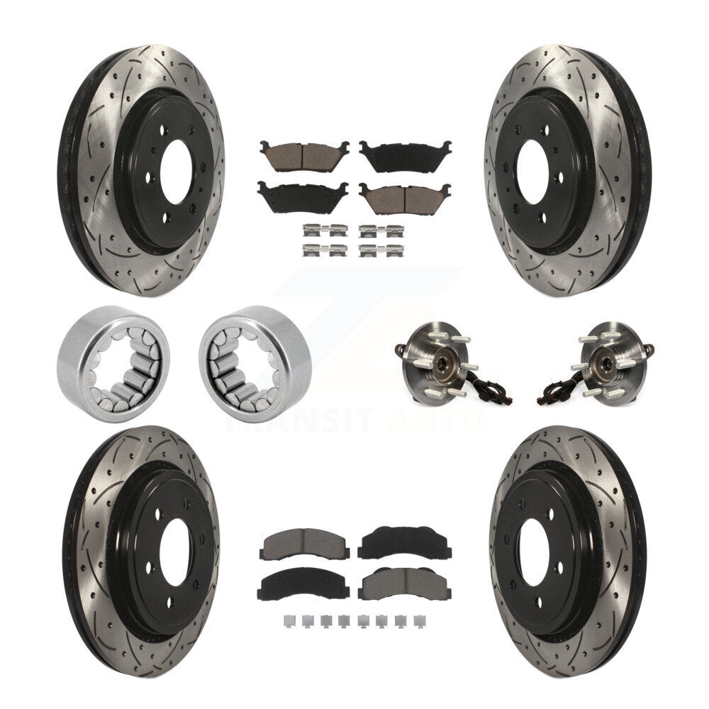 Hub Bearing Coated Brake Rotor And Pad Shoe Front Rear Kit (10Pc) For Ford F-150
