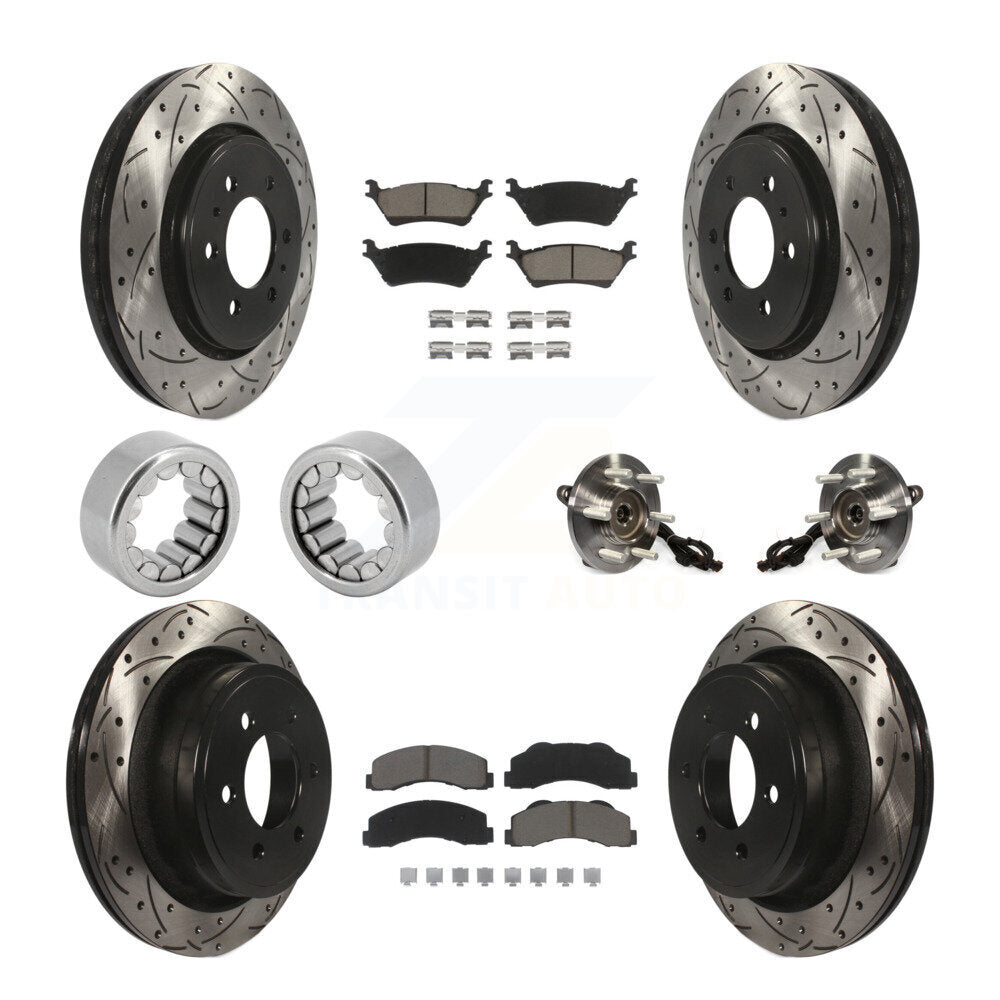 Hub Bearing Coated Brake Rotor And Pad Shoe Front Rear Kit (10Pc) For Ford F-150