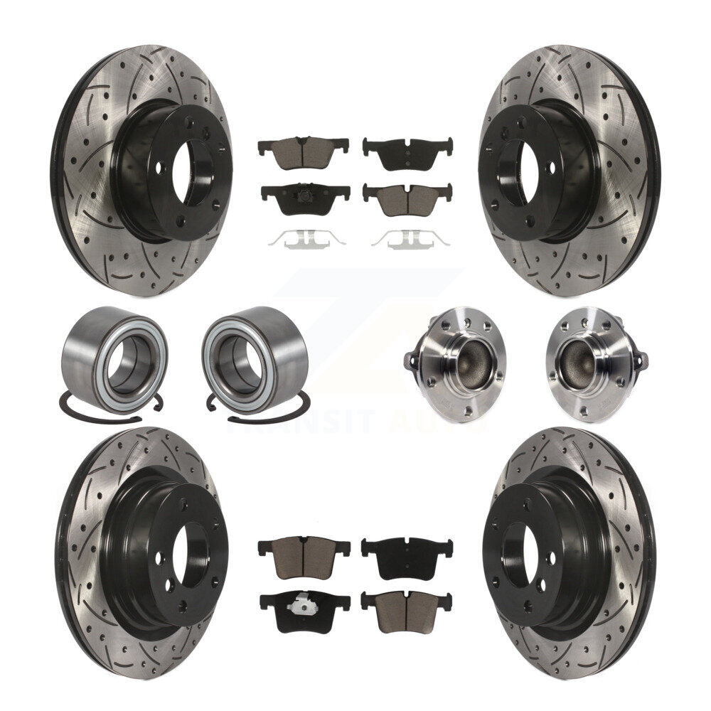 Hub Bearing Coated Brake Rotor Pads Shoe Front Rear Kit (10Pc) For BMW 320i 328d