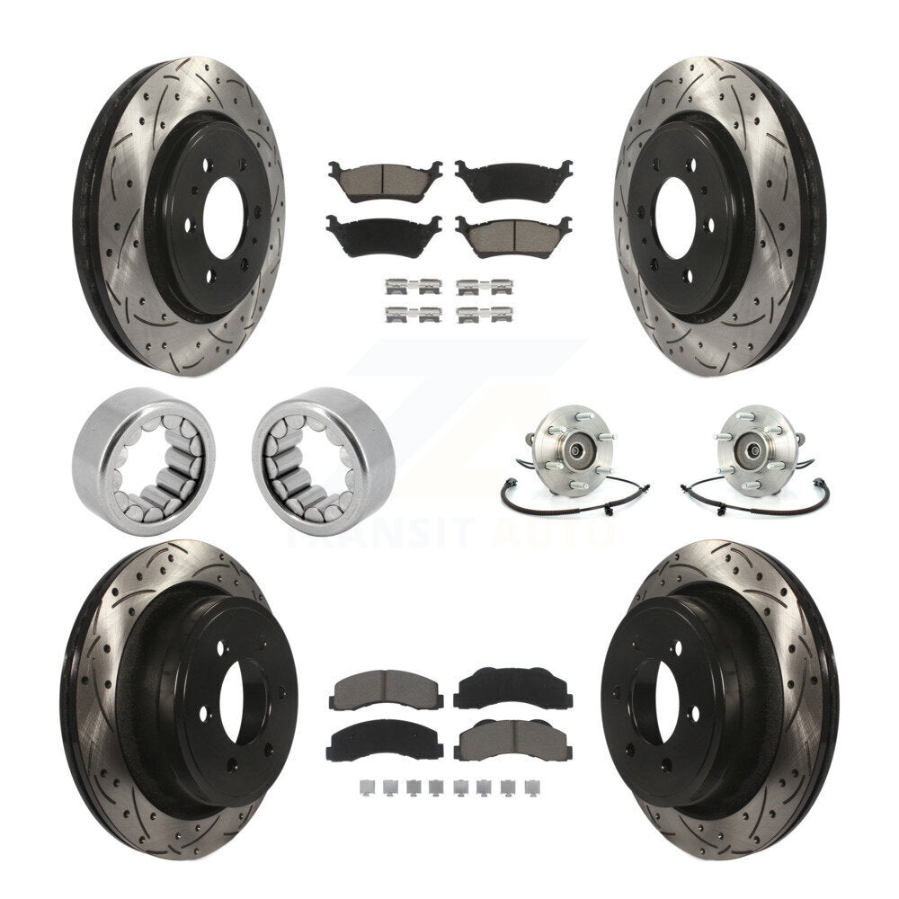 Hub Bearing Coated Brake Rotor Pad Shoe Front Rear Kit (10Pc) For Ford F-150 4WD