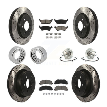 Hub Bearing Coated Brake Rotor Pad Shoe Front Rear Kit (10Pc) For Ford F-150 4WD