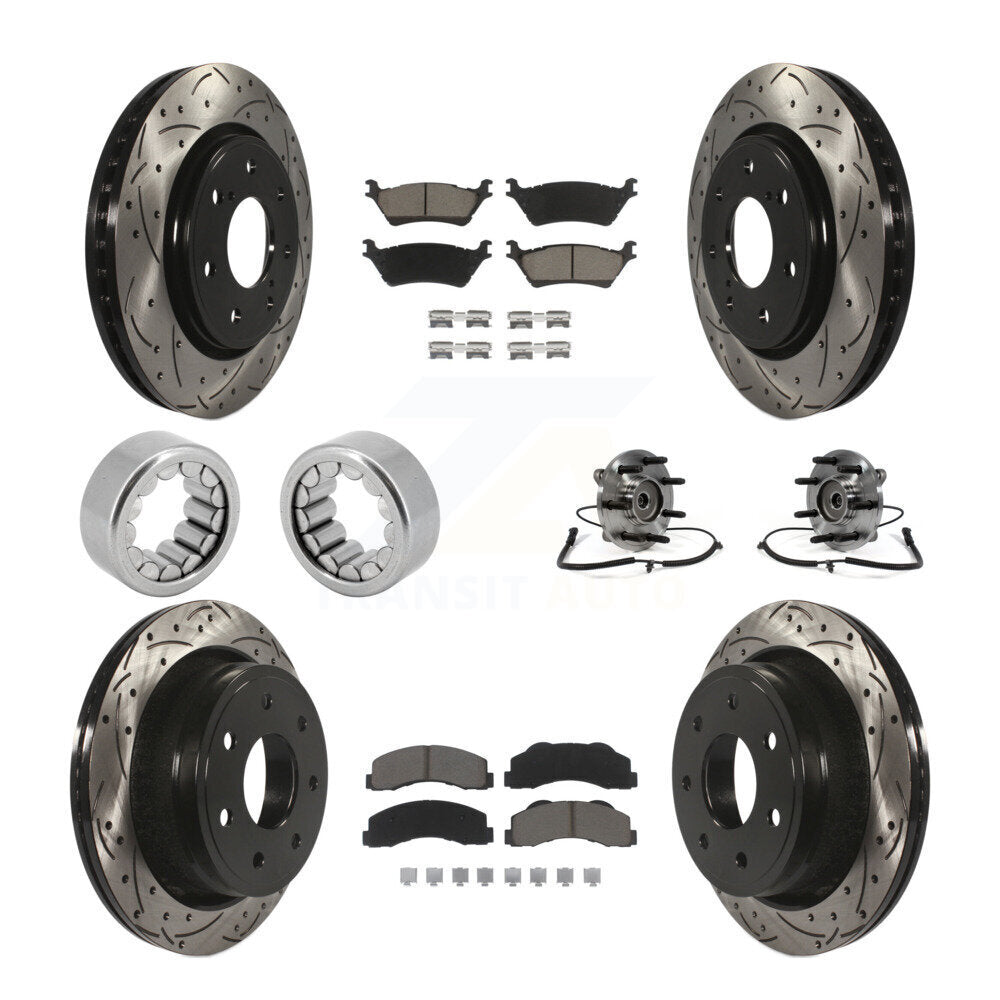 Hub Bearing Coated Brake Rotor Pad Shoe Front Rear Kit (10Pc) For Ford F-150 4WD