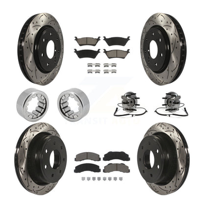 Hub Bearing Coated Brake Rotor Pad Shoe Front Rear Kit (10Pc) For Ford F-150 4WD