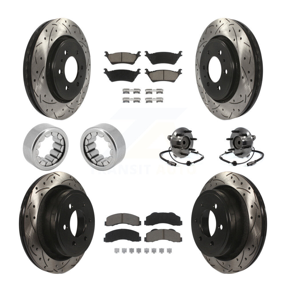 Hub Bearing Coated Brake Rotor Pad Shoe Front Rear Kit (10Pc) For Ford F-150 RWD