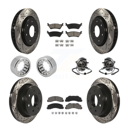 Hub Bearing Coated Brake Rotor Pad Shoe Front Rear Kit (10Pc) For Ford F-150 RWD