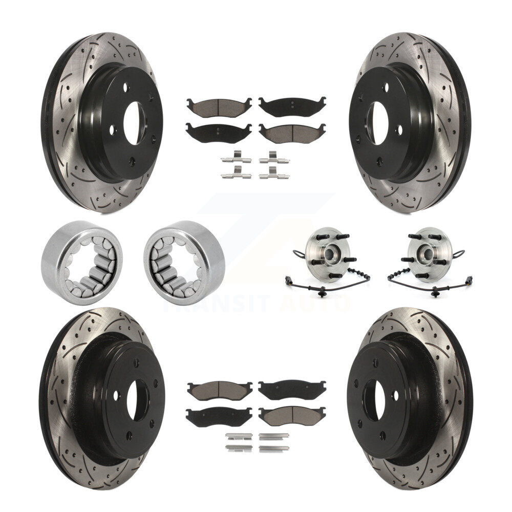 Hub Bearing Coated Brake Rotor Pad Shoe Front Rear Kit (10Pc) For Dodge Ram 1500