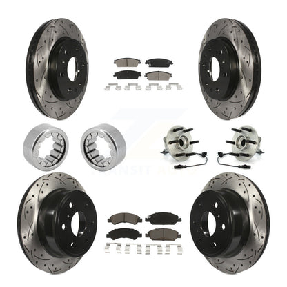 Hub Bearing Coated Brake Rotor Pad Shoe Front Rear Kit (10Pc) For Chevrolet 1500