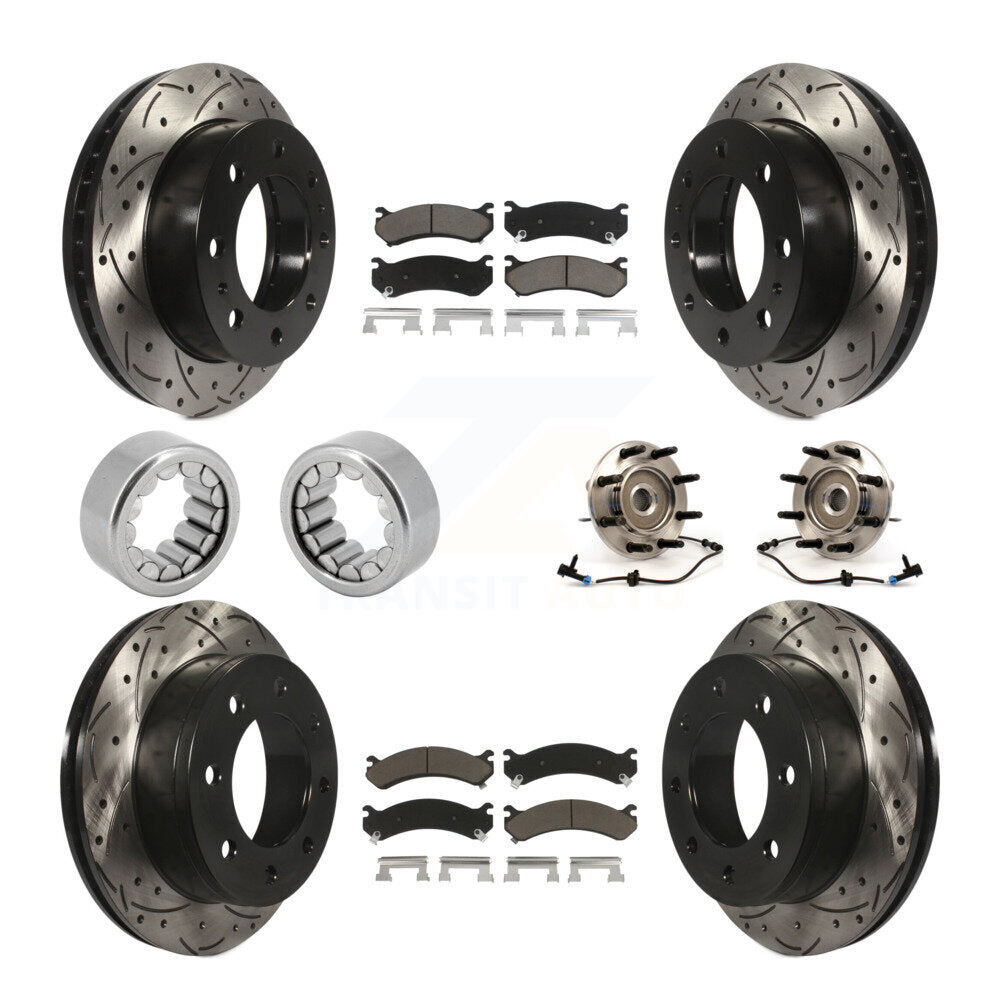 Hub Bearing Coated Brake Rotor Pad Shoe Front Rear Kit (10Pc) For Hummer H2 2500