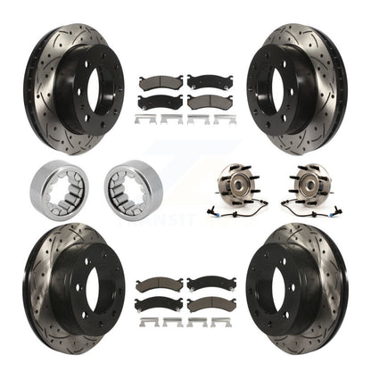 Hub Bearing Coated Brake Rotor Pad Shoe Front Rear Kit (10Pc) For Hummer H2 2500