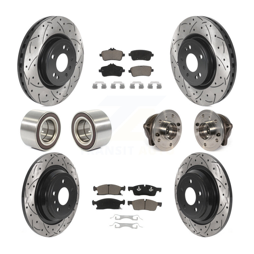 Hub Bearing Coated Brake Rotor Pads Shoe Front Rear Kit (10Pc) For Mercedes-Benz