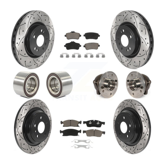 Hub Bearing Coated Brake Rotor Pads Shoe Front Rear Kit (10Pc) For Mercedes-Benz