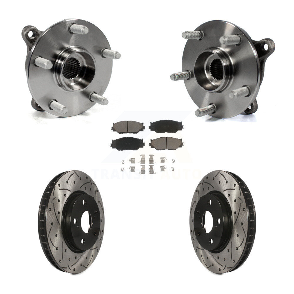 Hub Bearing Assembly Drilled Slot Brake Rotor Pads Front Kit For Lexus IS250 AWD