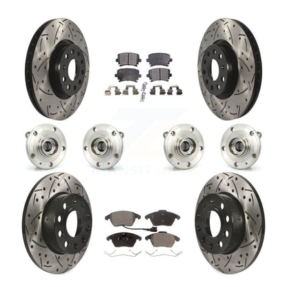 Hub Bearing Coated Brake Rotor And Pad Front Rear Kit (10Pc) For Audi A3 Quattro