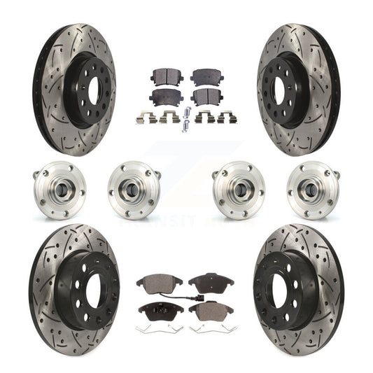 Hub Bearing Coated Brake Rotor And Pad Front Rear Kit (10Pc) For Audi A3 Quattro