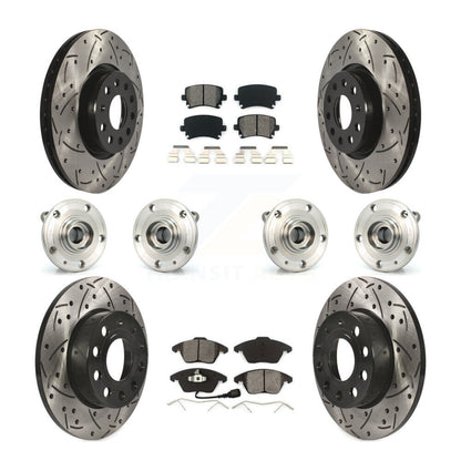 Hub Bearing Coated Brake Rotor And Pad Front Rear Kit (10Pc) For Audi A3 Quattro