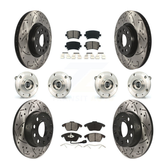 Hub Bearing Coated Brake Rotor And Pad Front Rear Kit (10Pc) For Audi A3 Quattro