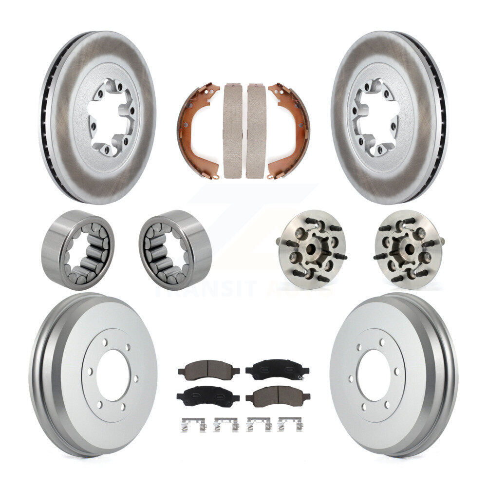 Hub Bearing Coated Brake Rotor Pads Shoe Front Rear Kit (10Pc) For Chevrolet GMC